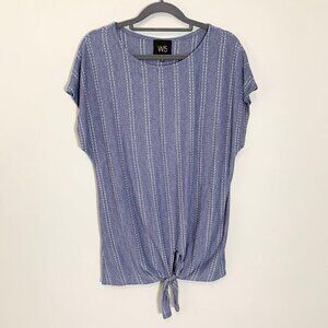 W5 made in USA short knot tie front short sleeve shirt blouse top -‎ Large
